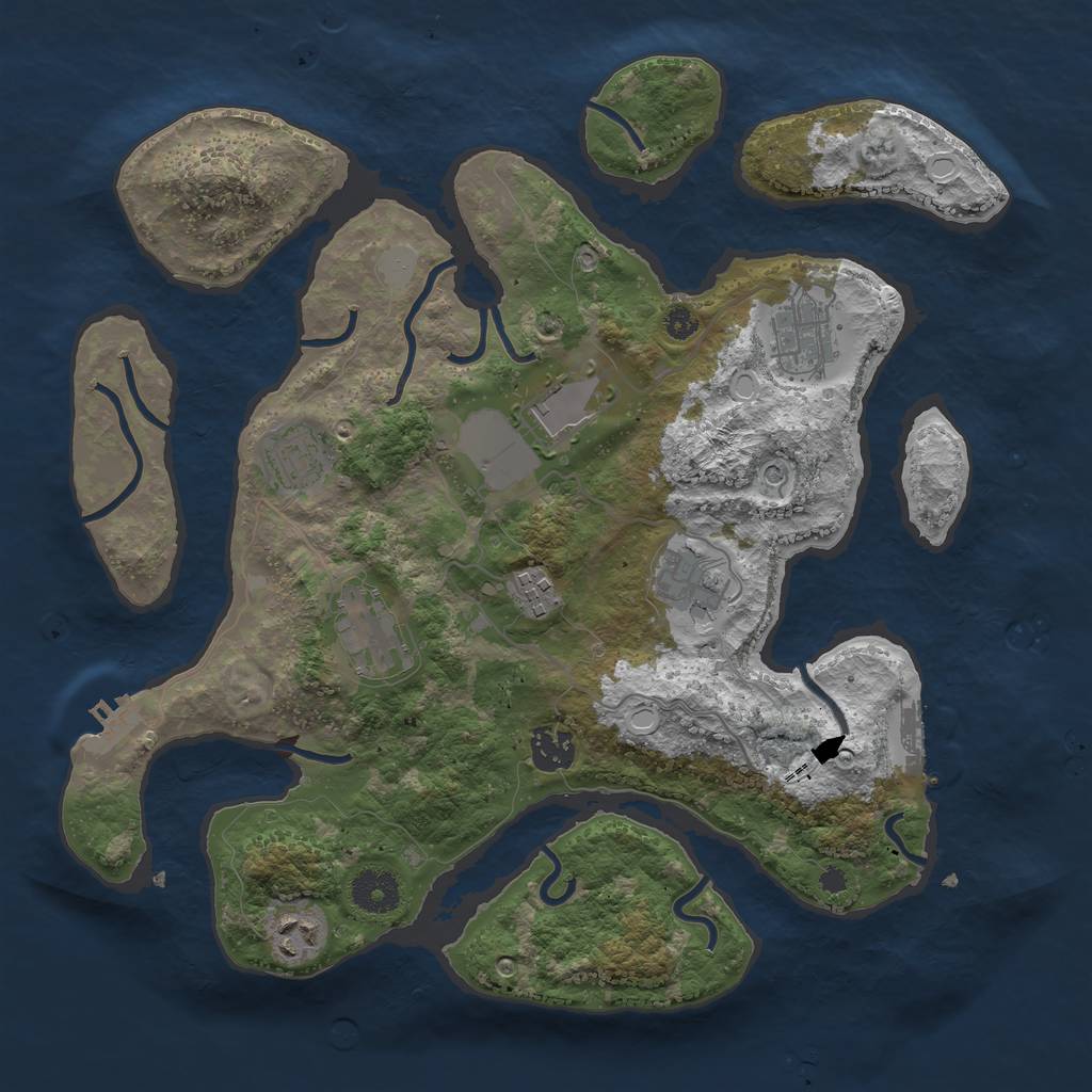 Rust Map: Procedural Map, Size: 3550, Seed: 245645, 16 Monuments