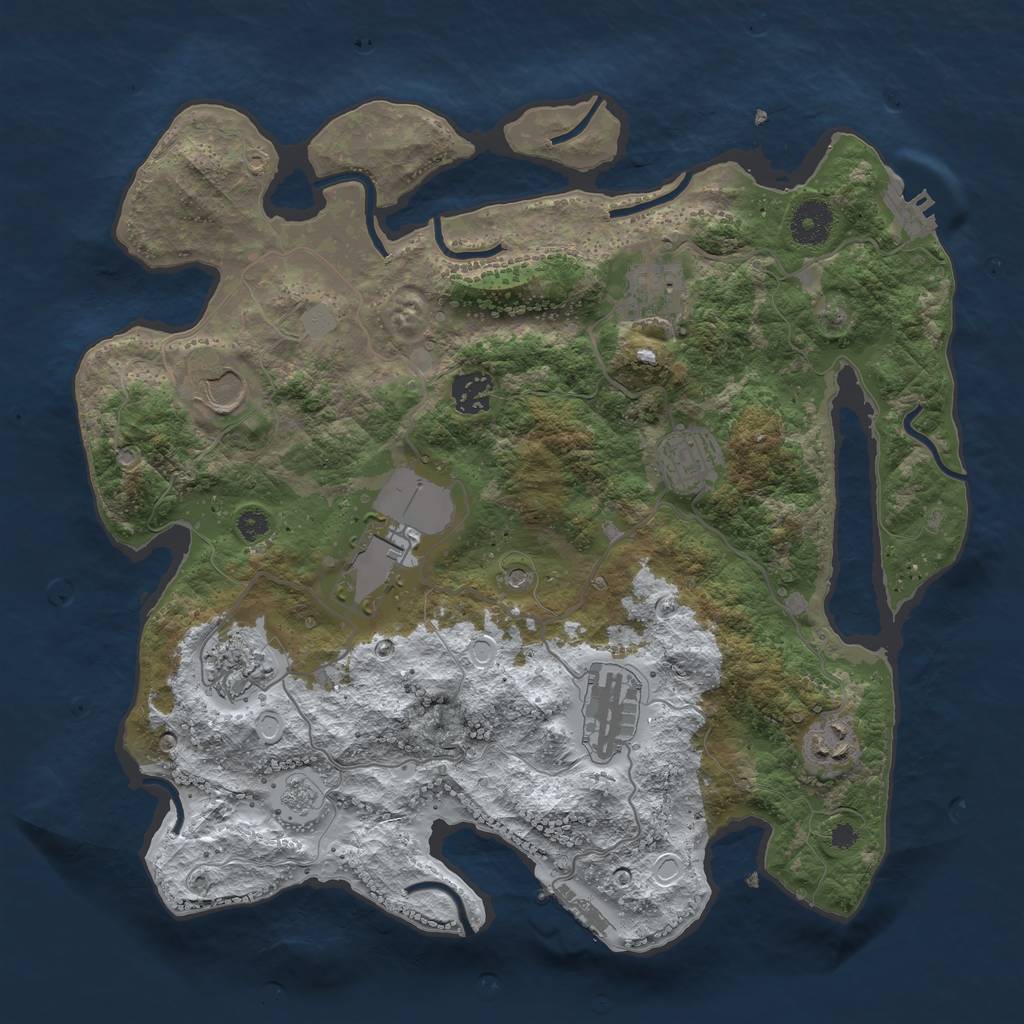 Rust Map: Procedural Map, Size: 3550, Seed: 507797, 17 Monuments