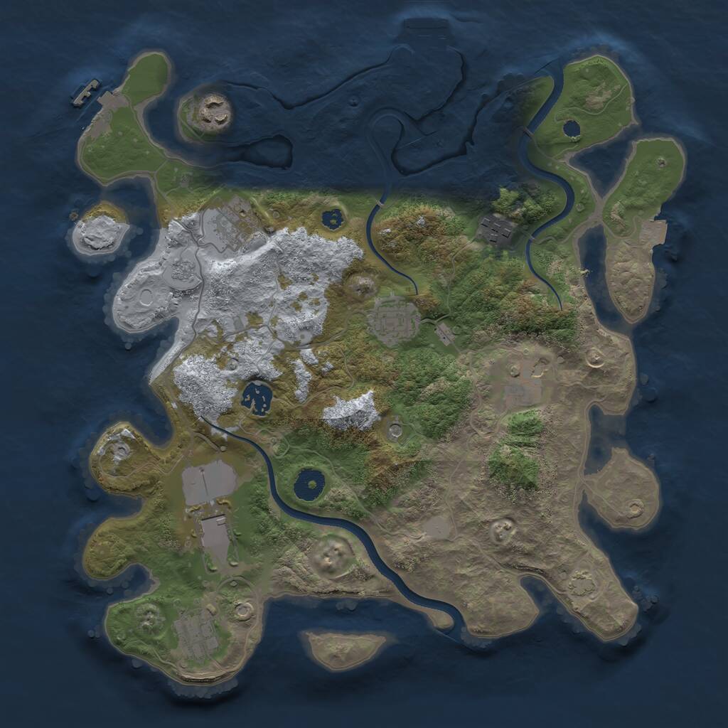 Rust Map: Procedural Map, Size: 3500, Seed: 736634306, 14 Monuments