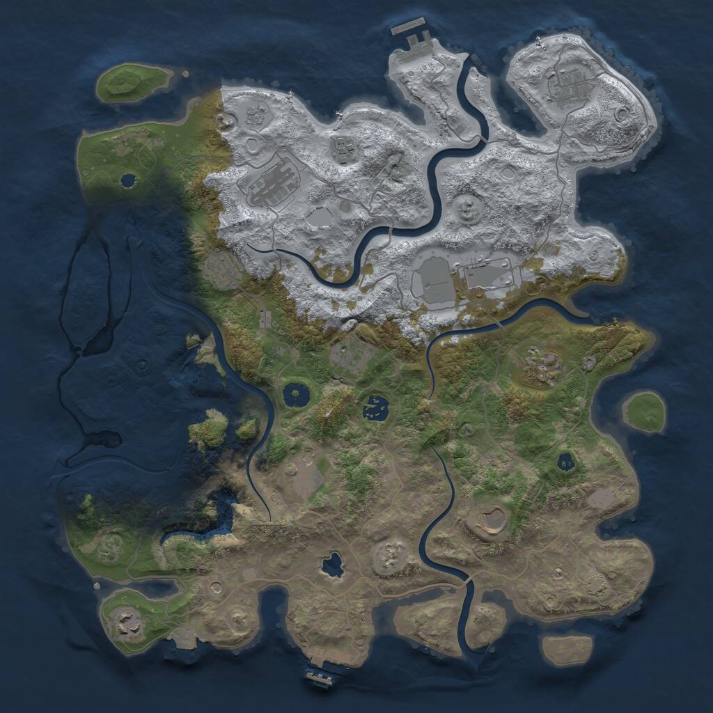 Rust Map: Procedural Map, Size: 4100, Seed: 25590, 17 Monuments