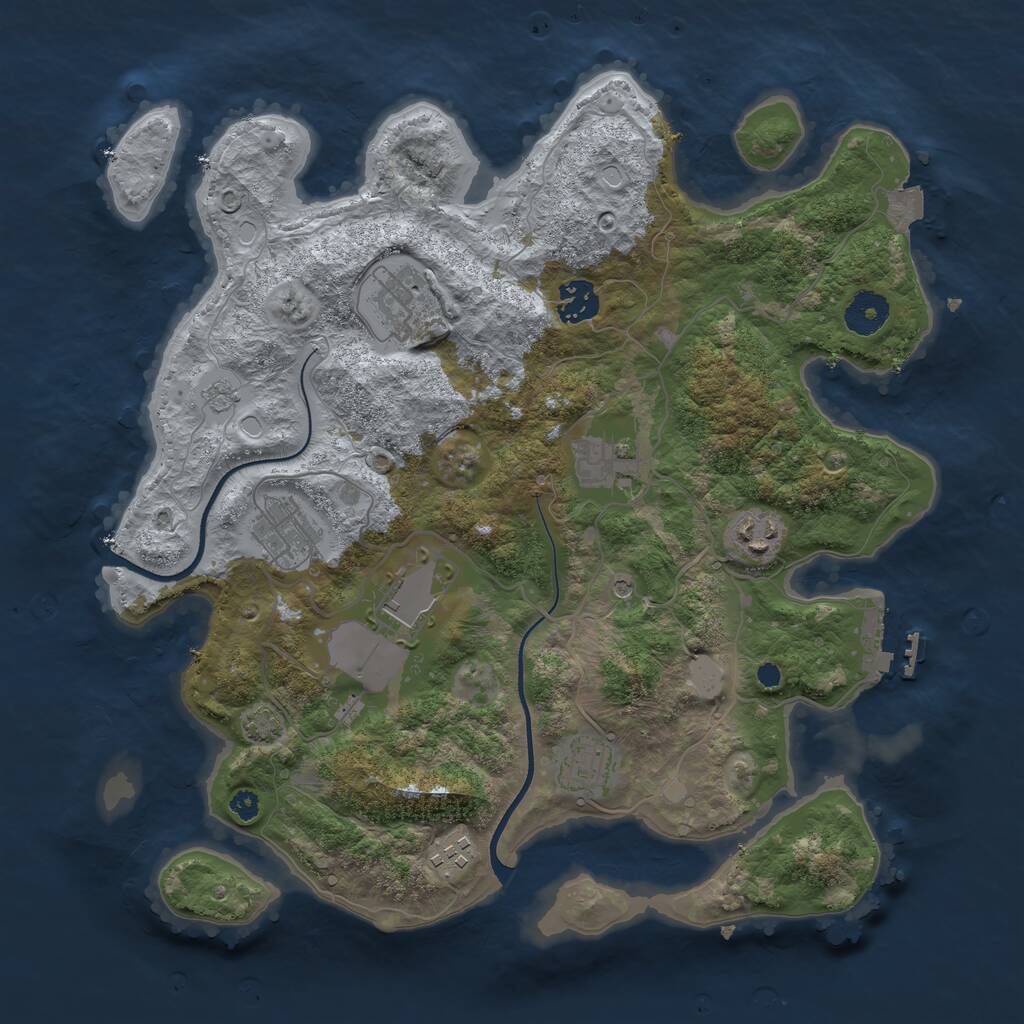 Rust Map: Procedural Map, Size: 3550, Seed: 22309, 13 Monuments