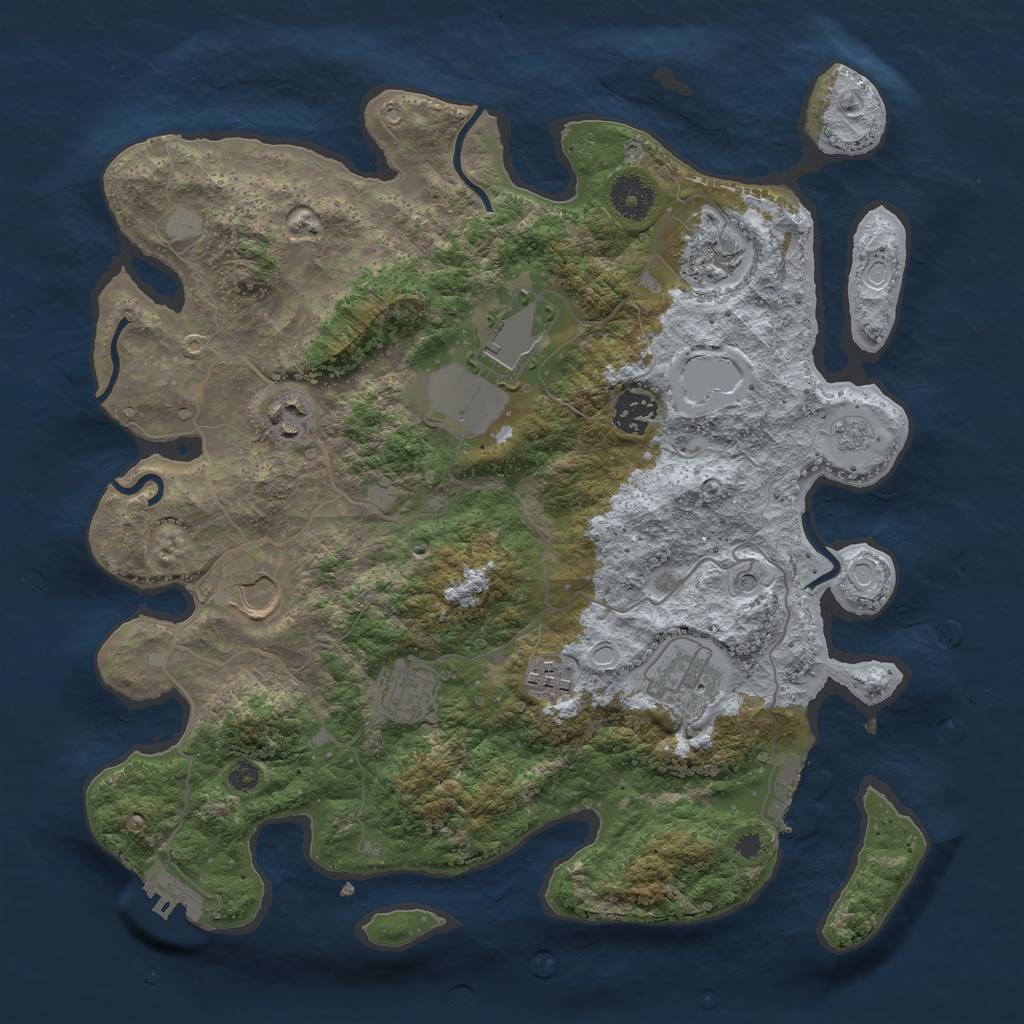 Rust Map: Procedural Map, Size: 3550, Seed: 587686, 15 Monuments