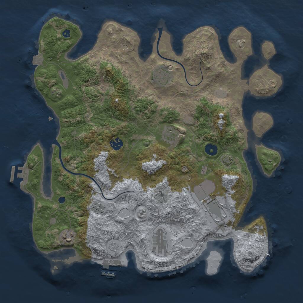 Rust Map: Procedural Map, Size: 3700, Seed: 1648379981, 13 Monuments