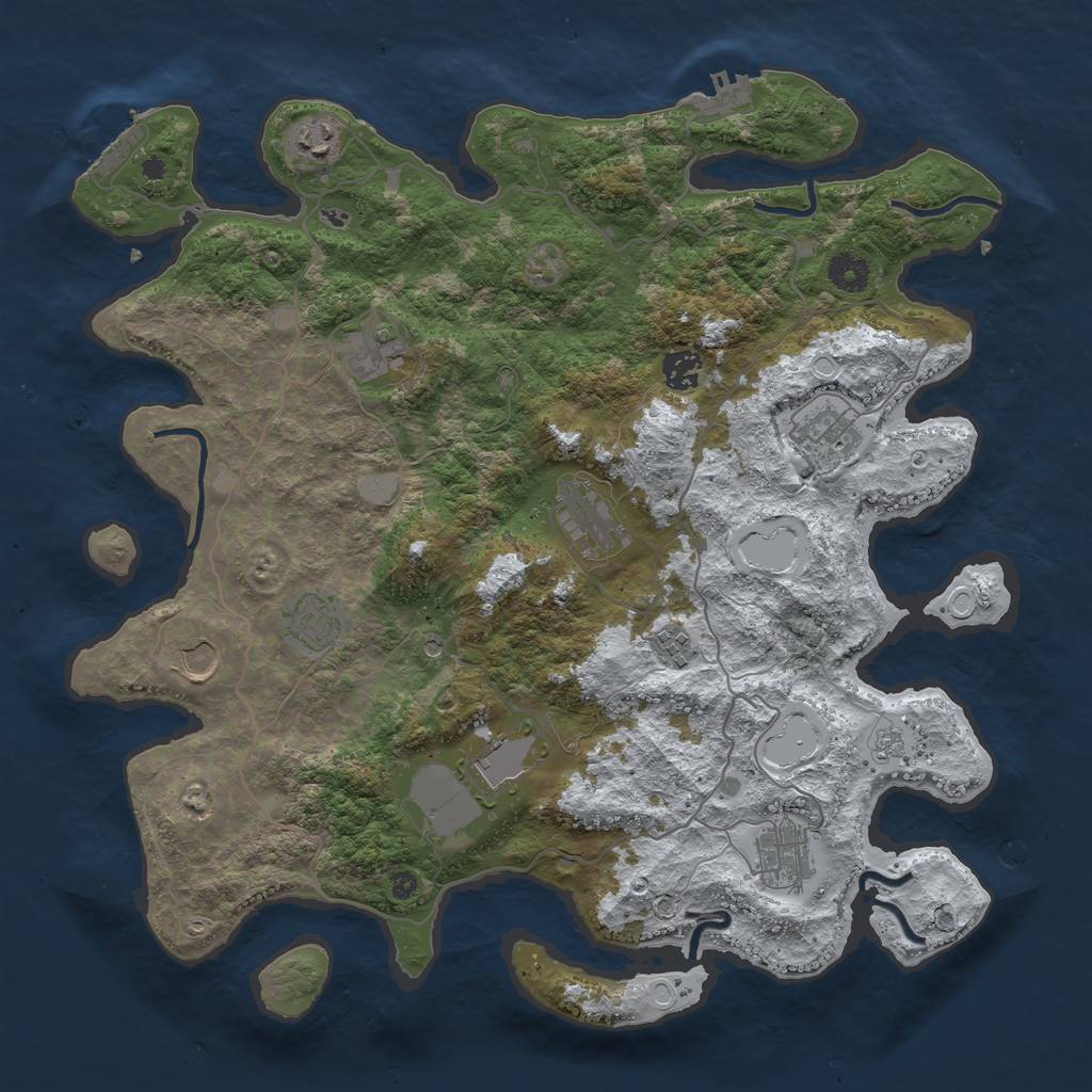 Rust Map: Procedural Map, Size: 4000, Seed: 132413145, 19 Monuments