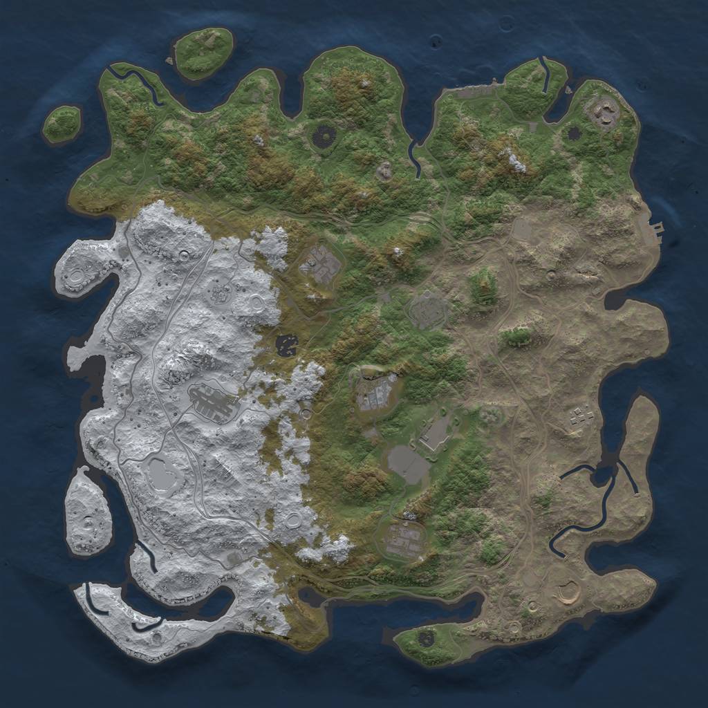 Rust Map: Procedural Map, Size: 4500, Seed: 660704735, 19 Monuments