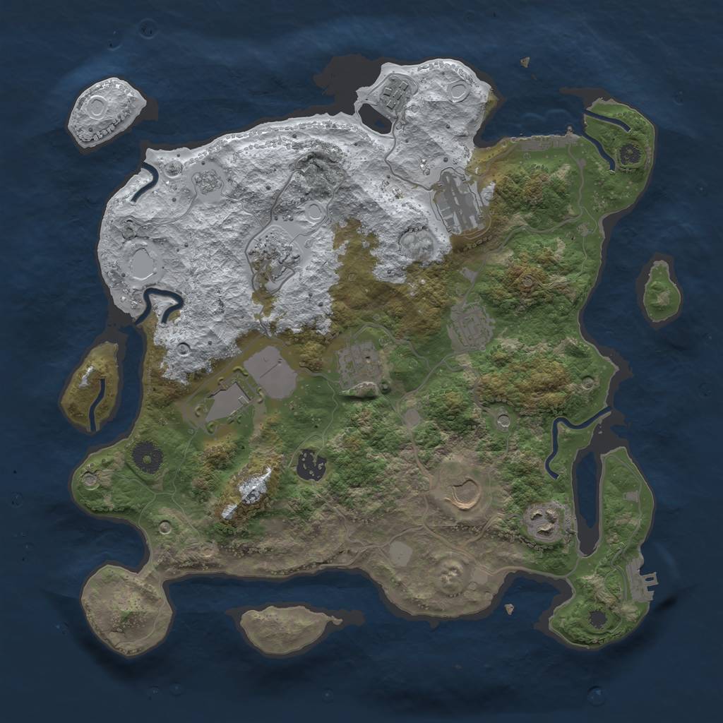 Rust Map: Procedural Map, Size: 3550, Seed: 797310, 18 Monuments