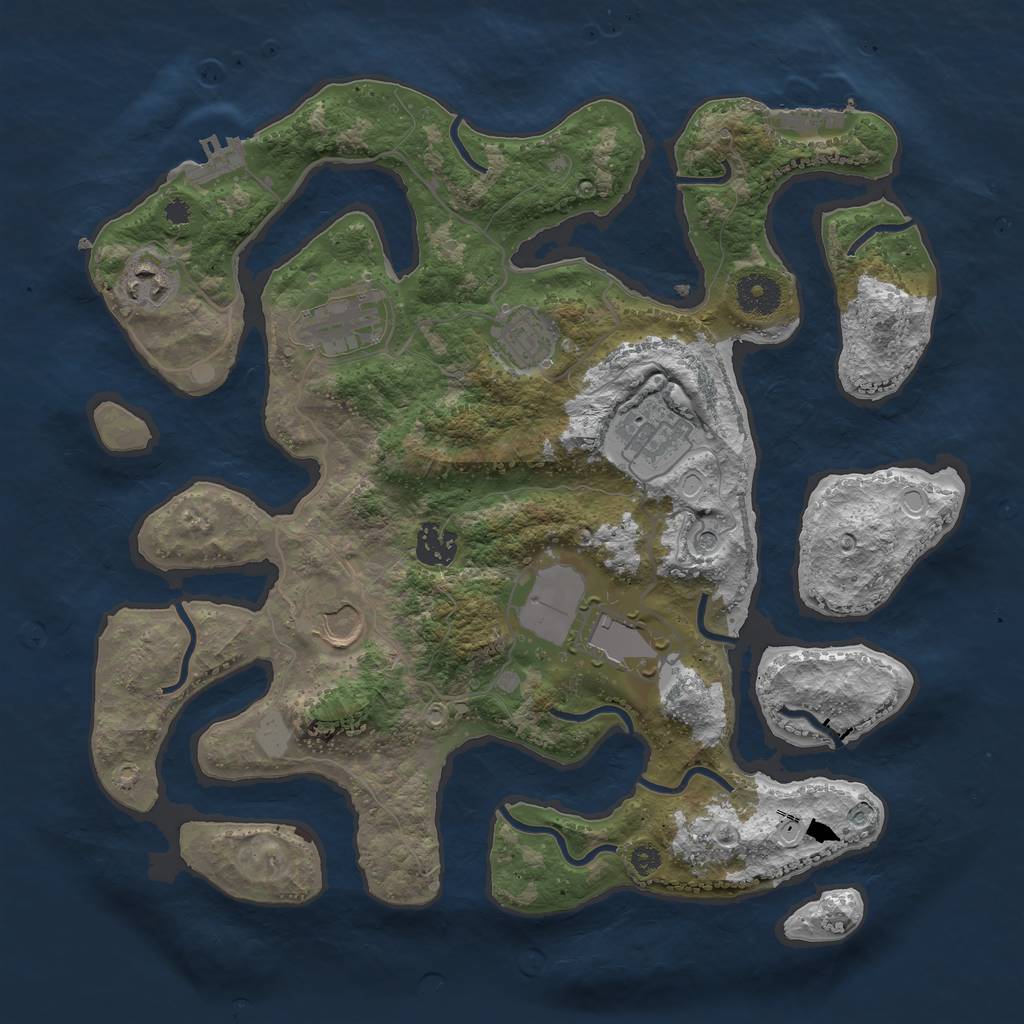 Rust Map: Procedural Map, Size: 3550, Seed: 996365, 15 Monuments