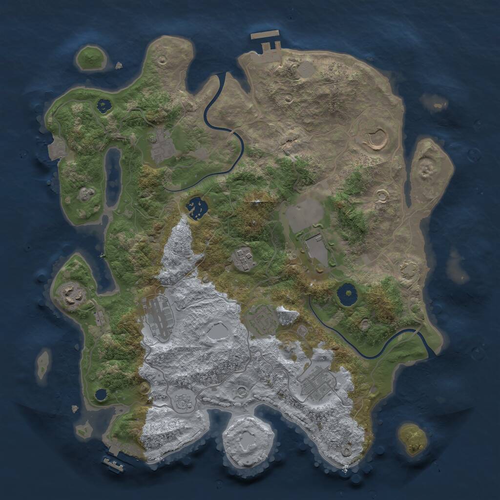 Rust Map: Procedural Map, Size: 3550, Seed: 395232, 15 Monuments