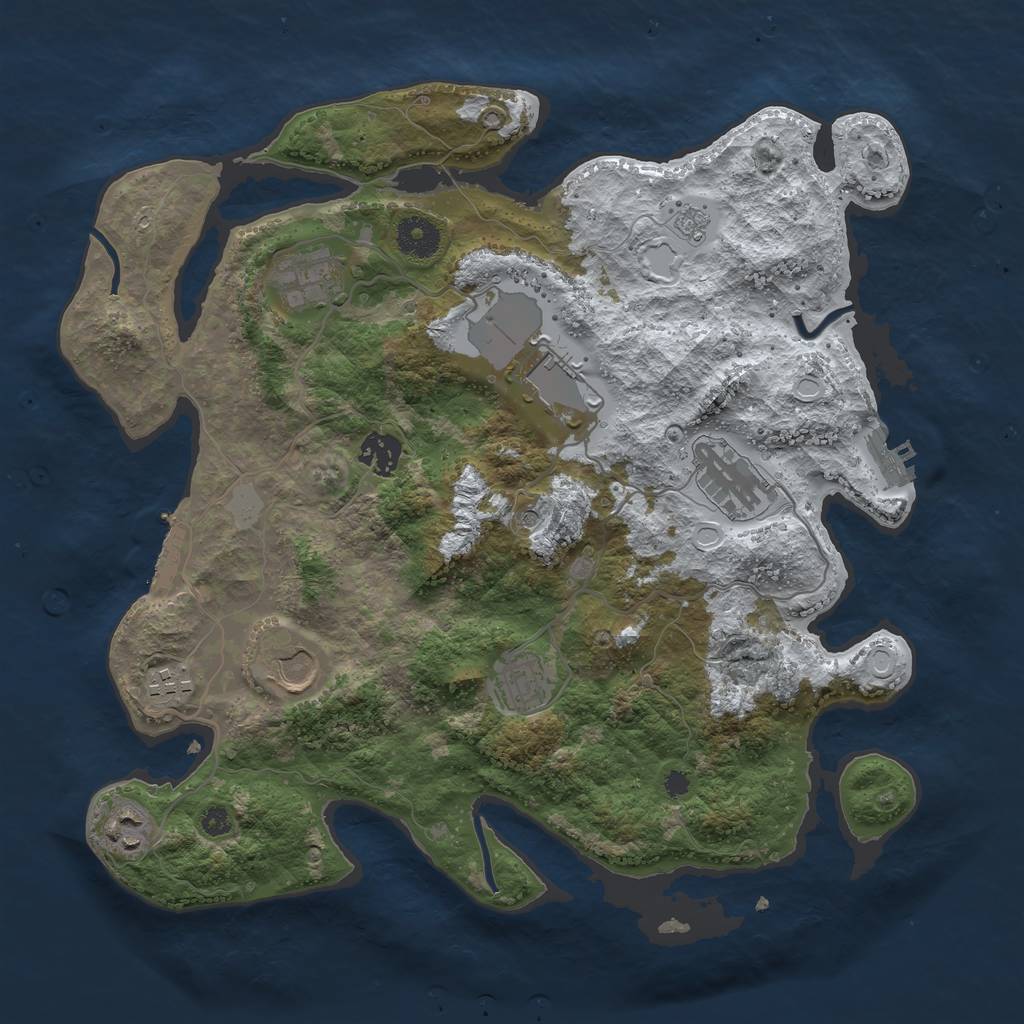 Rust Map: Procedural Map, Size: 3600, Seed: 669674652, 17 Monuments