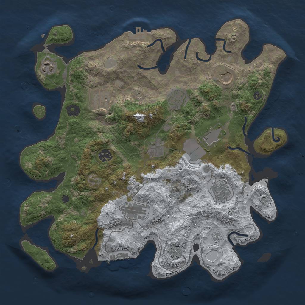 Rust Map: Procedural Map, Size: 3550, Seed: 610991, 19 Monuments