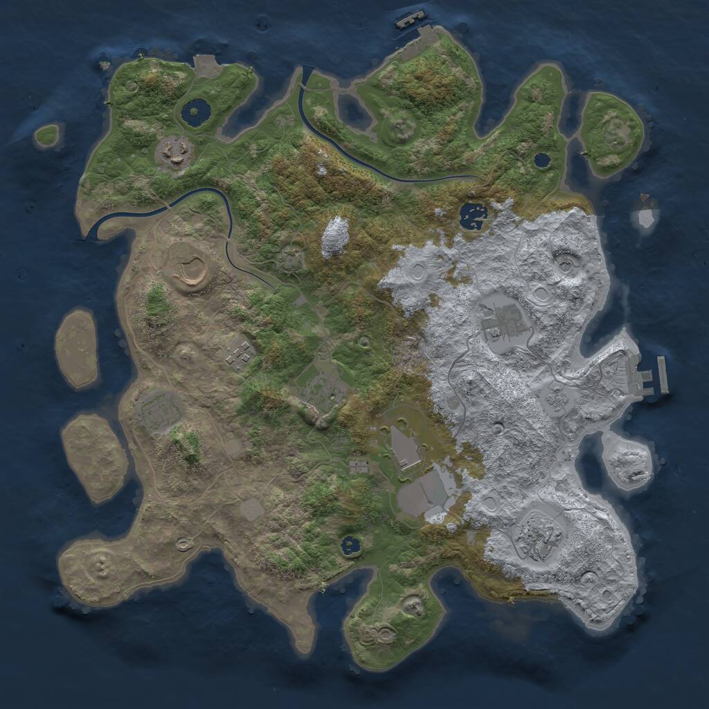 Rust Map: Procedural Map, Size: 3800, Seed: 1009684489, 15 Monuments
