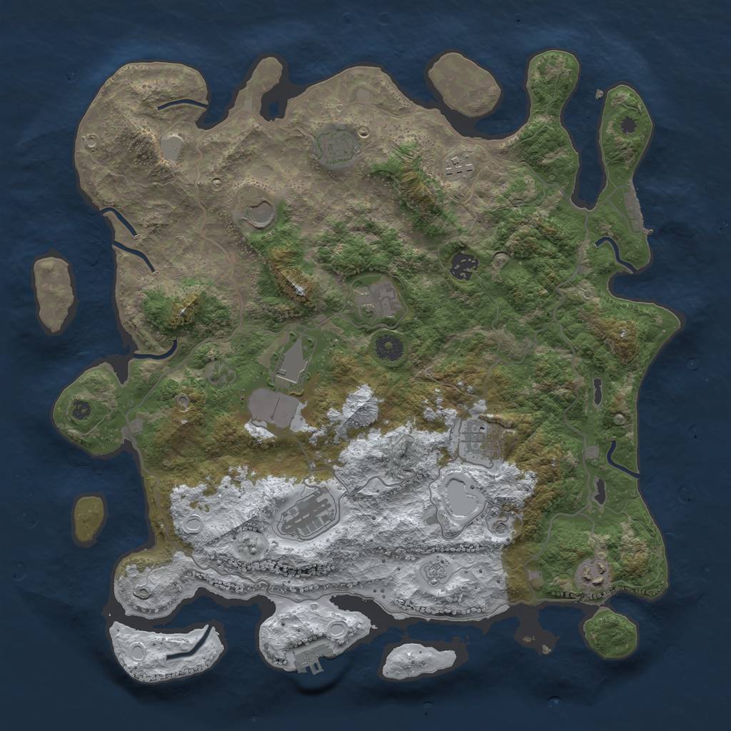 Rust Map: Procedural Map, Size: 4000, Seed: 410711118, 18 Monuments