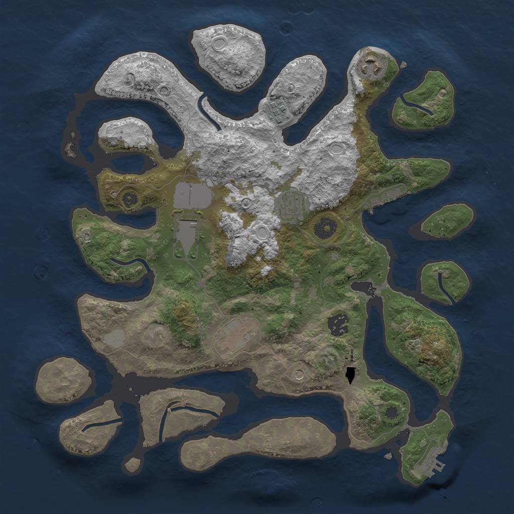 Rust Map: Procedural Map, Size: 3500, Seed: 4683, 14 Monuments