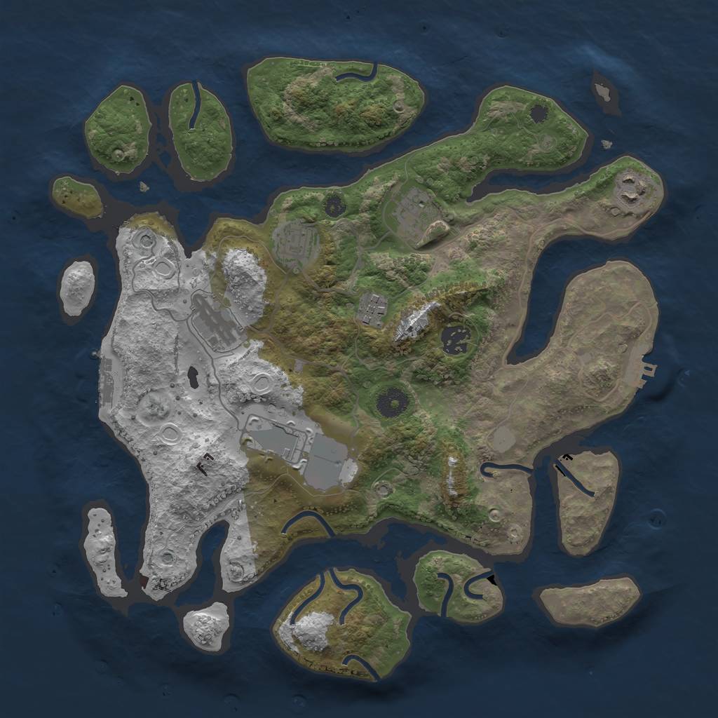 Rust Map: Procedural Map, Size: 3550, Seed: 679239, 15 Monuments