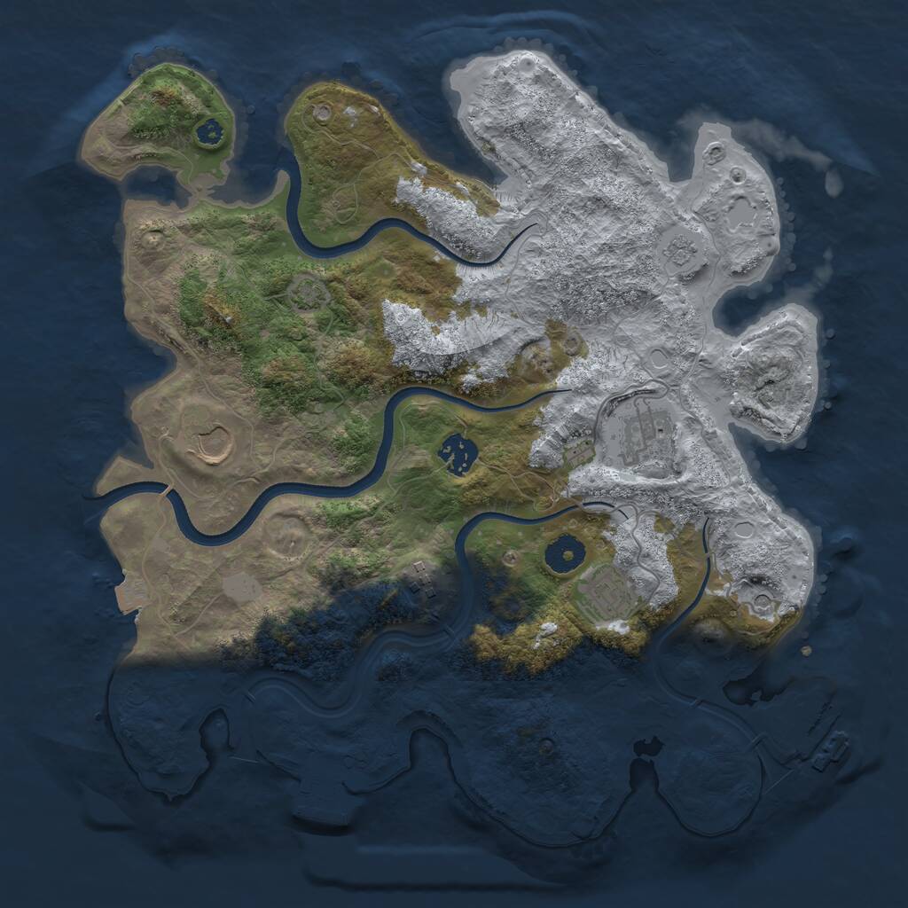 Rust Map: Procedural Map, Size: 3550, Seed: 439465, 11 Monuments