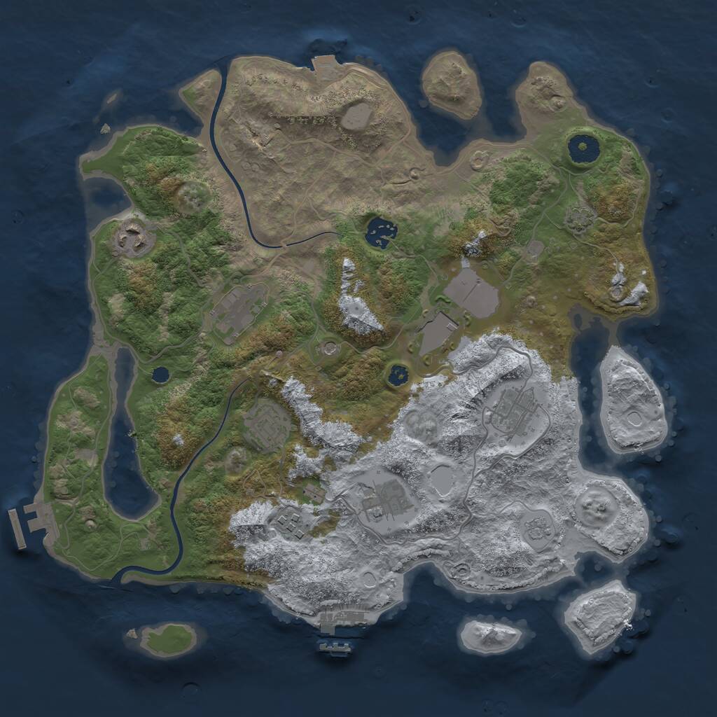 Rust Map: Procedural Map, Size: 3550, Seed: 949139, 14 Monuments