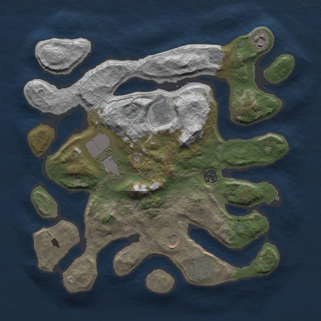 Rust Map: Barren, Size: 3500, Seed: 169, 10 Monuments