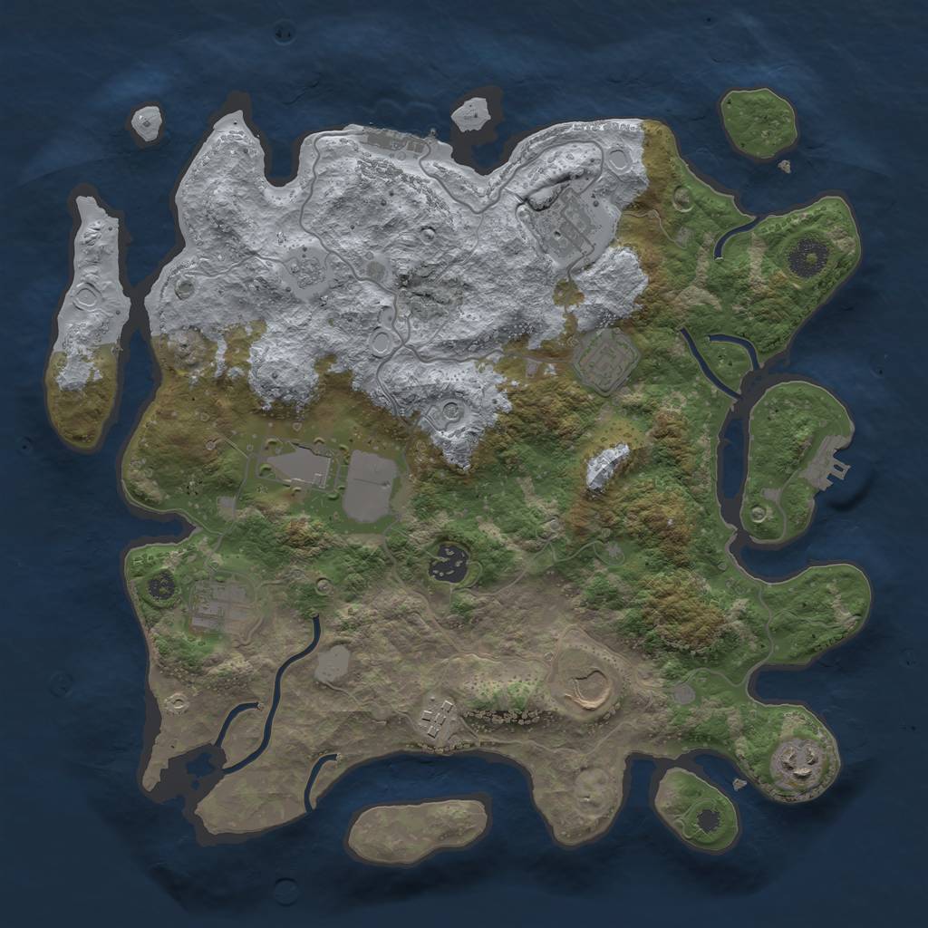 Rust Map: Procedural Map, Size: 3550, Seed: 505736, 17 Monuments