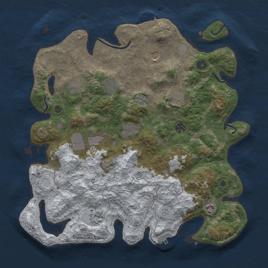 Rust Map: Procedural Map, Size: 4000, Seed: 134385, 19 Monuments