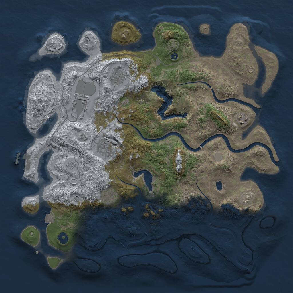 Rust Map: Procedural Map, Size: 4000, Seed: 45184, 10 Monuments