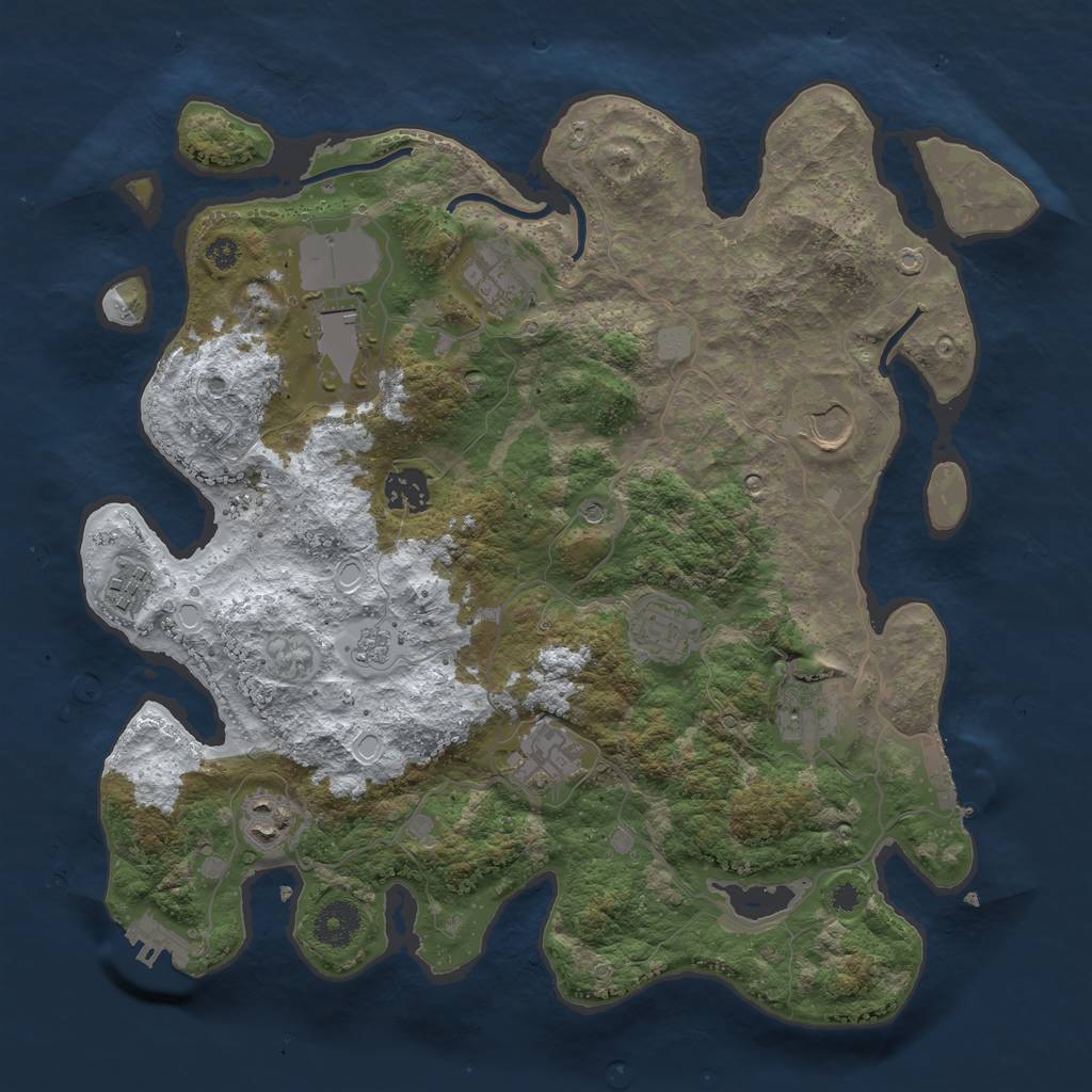 Rust Map: Procedural Map, Size: 3550, Seed: 485680, 18 Monuments
