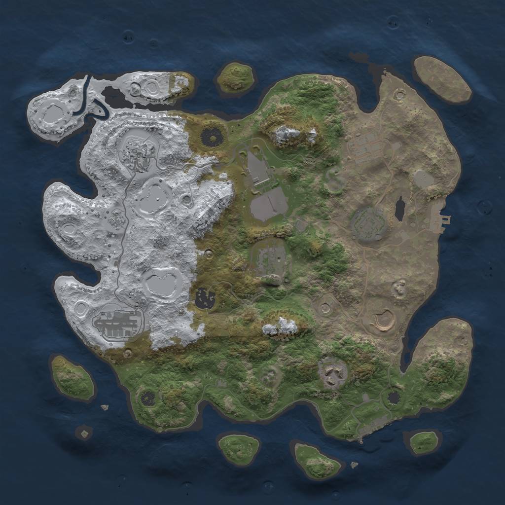 Rust Map: Procedural Map, Size: 3550, Seed: 293139, 18 Monuments