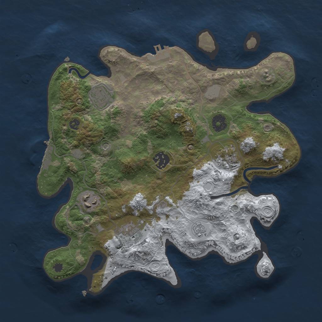Rust Map: Procedural Map, Size: 3000, Seed: 57281, 14 Monuments