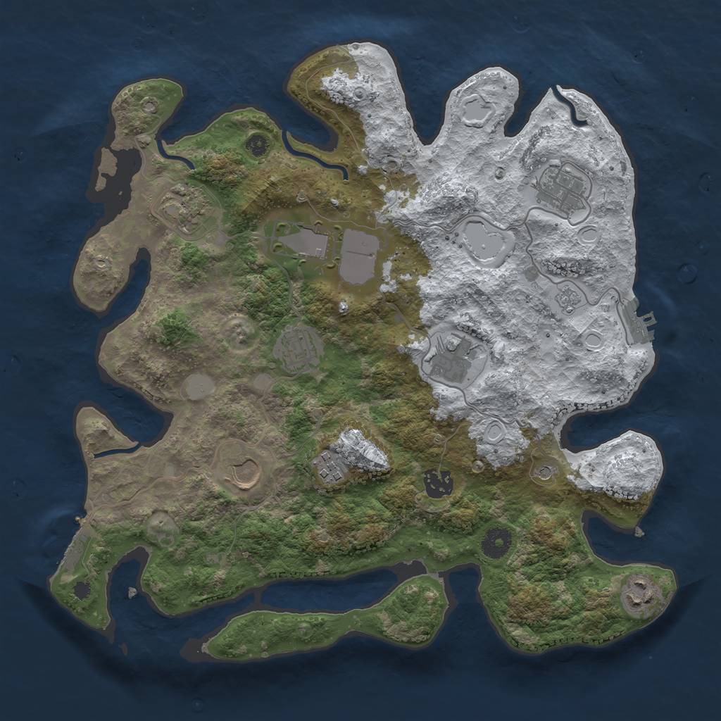 Rust Map: Procedural Map, Size: 3550, Seed: 770057, 18 Monuments