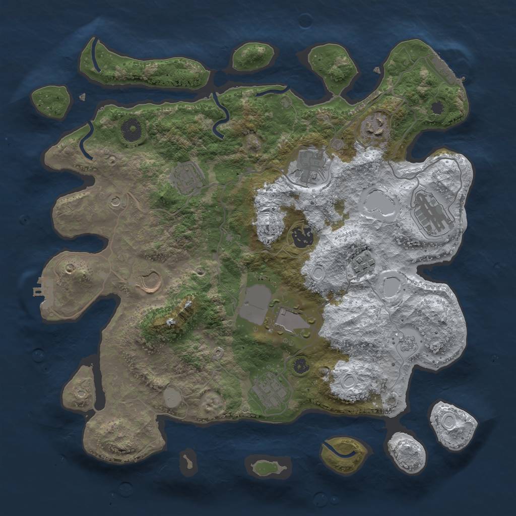 Rust Map: Procedural Map, Size: 3550, Seed: 422123, 18 Monuments