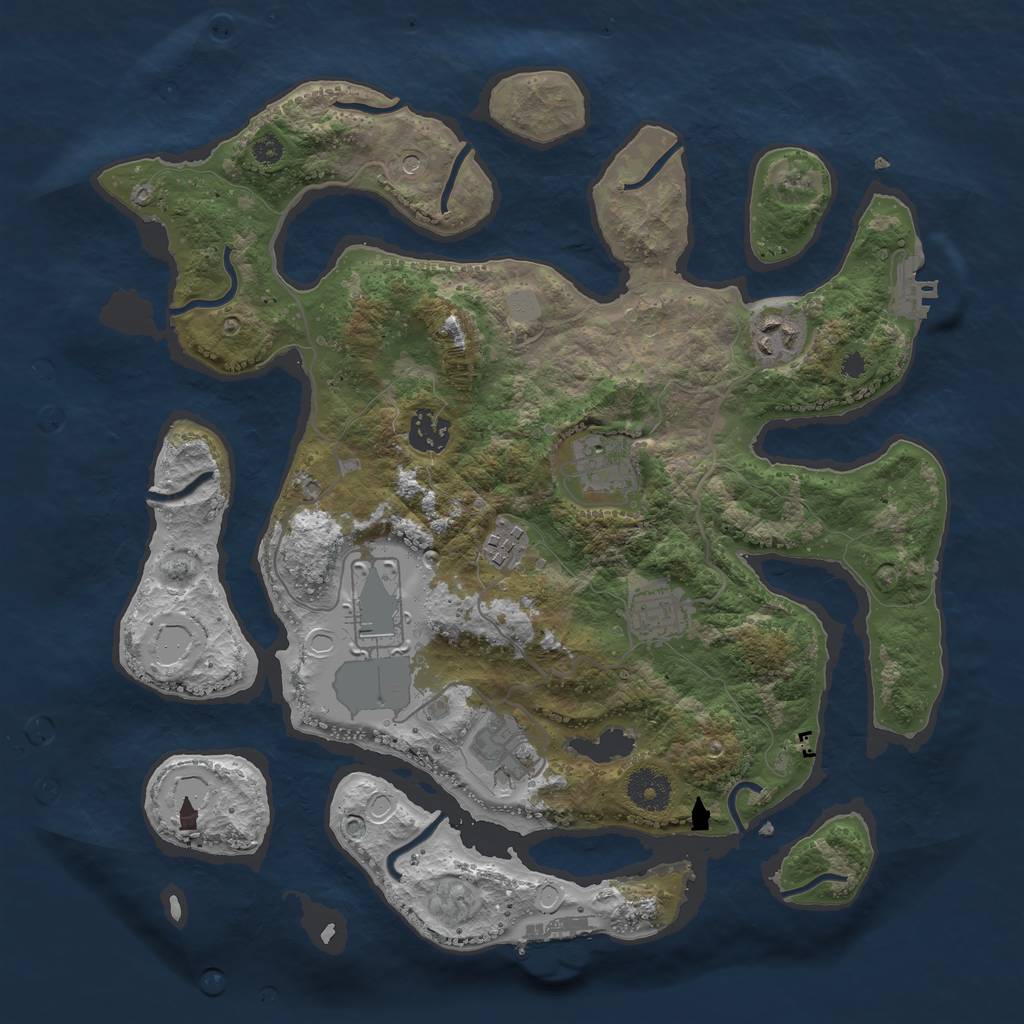 Rust Map: Procedural Map, Size: 3550, Seed: 898855, 15 Monuments