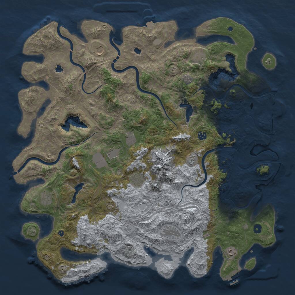 Rust Map: Procedural Map, Size: 5000, Seed: 123234891, 17 Monuments