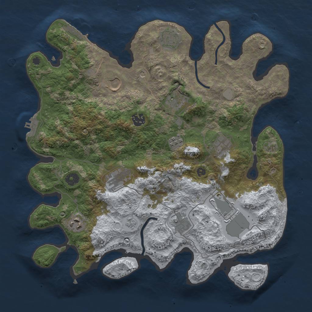 Rust Map: Procedural Map, Size: 3550, Seed: 966013, 19 Monuments