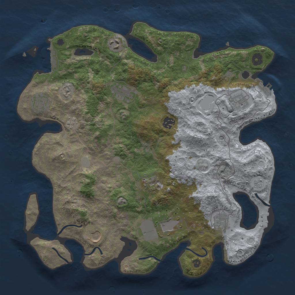 Rust Map: Procedural Map, Size: 3750, Seed: 21123023, 19 Monuments