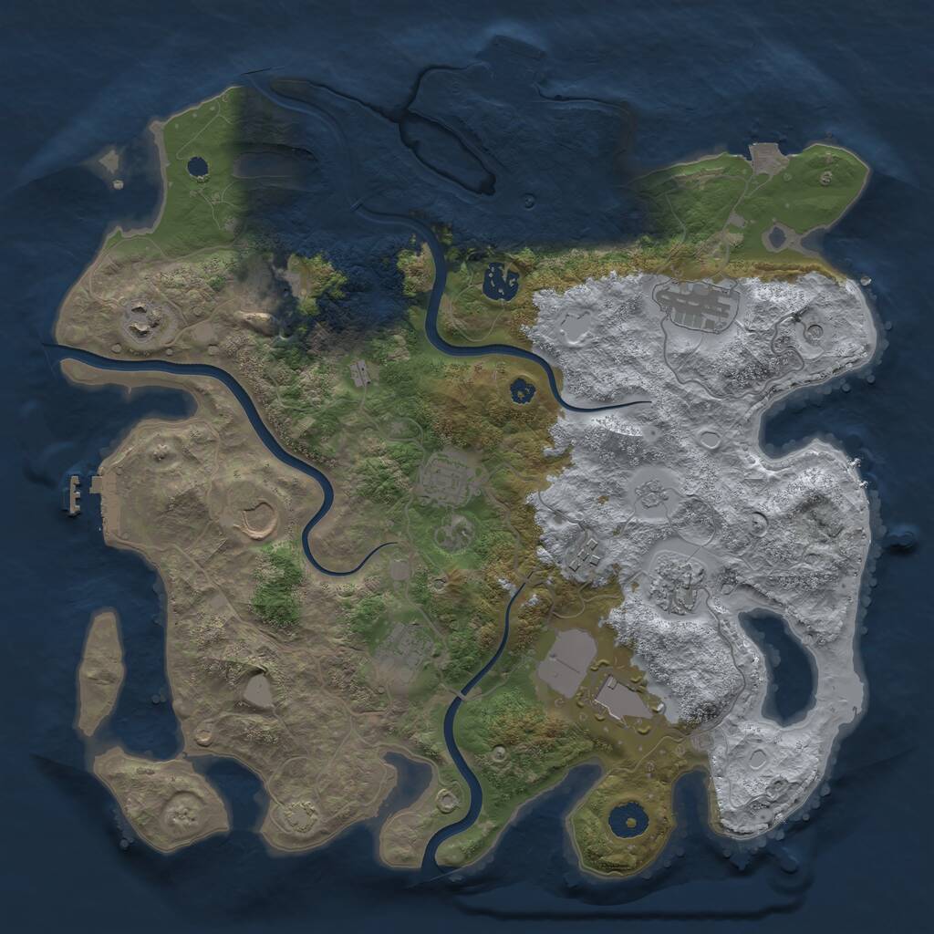 Rust Map: Procedural Map, Size: 3750, Seed: 21123023, 16 Monuments