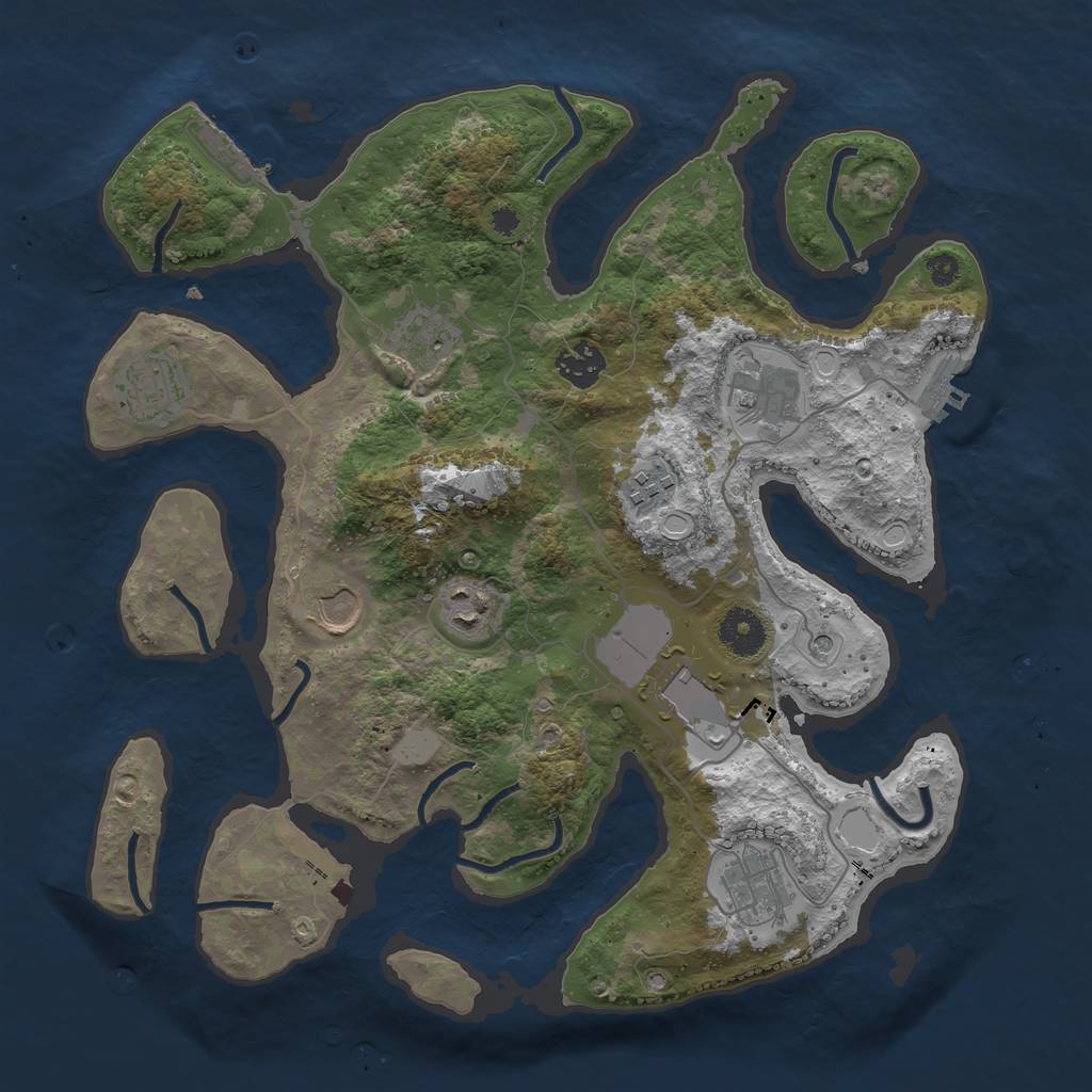 Rust Map: Procedural Map, Size: 3550, Seed: 144824, 17 Monuments