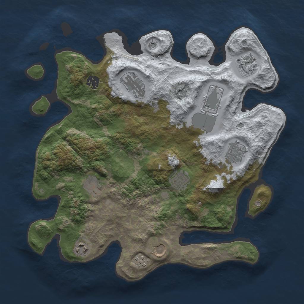 Rust Map: Barren, Size: 3500, Seed: 540, 13 Monuments