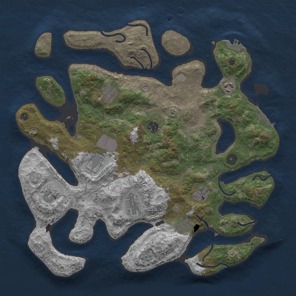Rust Map: Procedural Map, Size: 4000, Seed: 830108, 17 Monuments