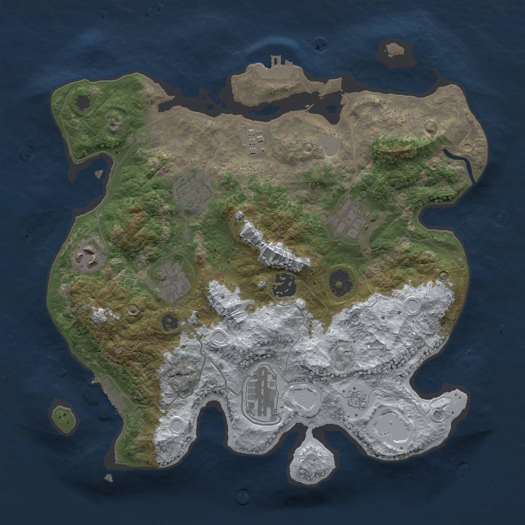 Rust Map: Procedural Map, Size: 3200, Seed: 50000, 15 Monuments