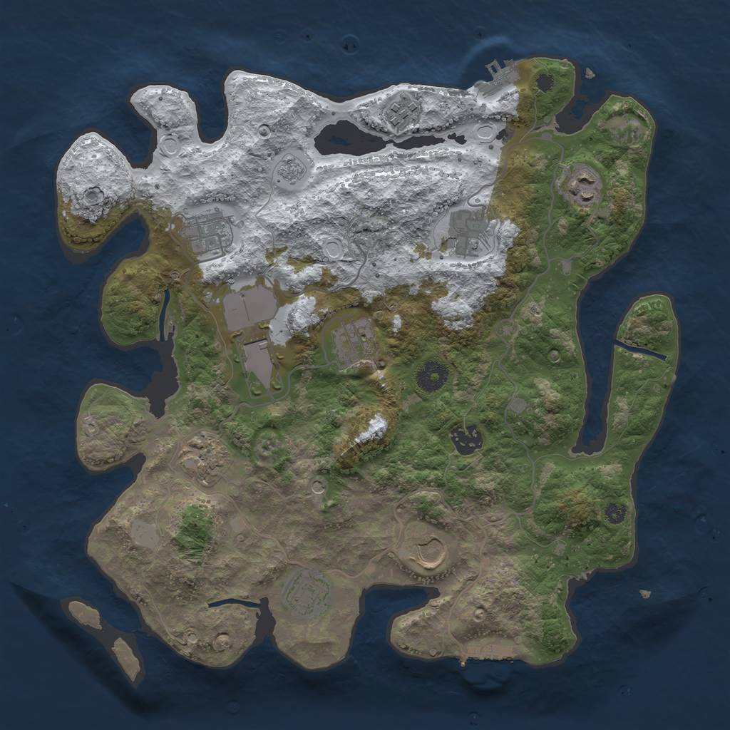 Rust Map: Procedural Map, Size: 3550, Seed: 174231, 19 Monuments