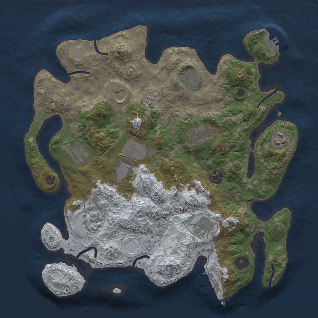 Rust Map: Procedural Map, Size: 3500, Seed: 1083436567, 19 Monuments
