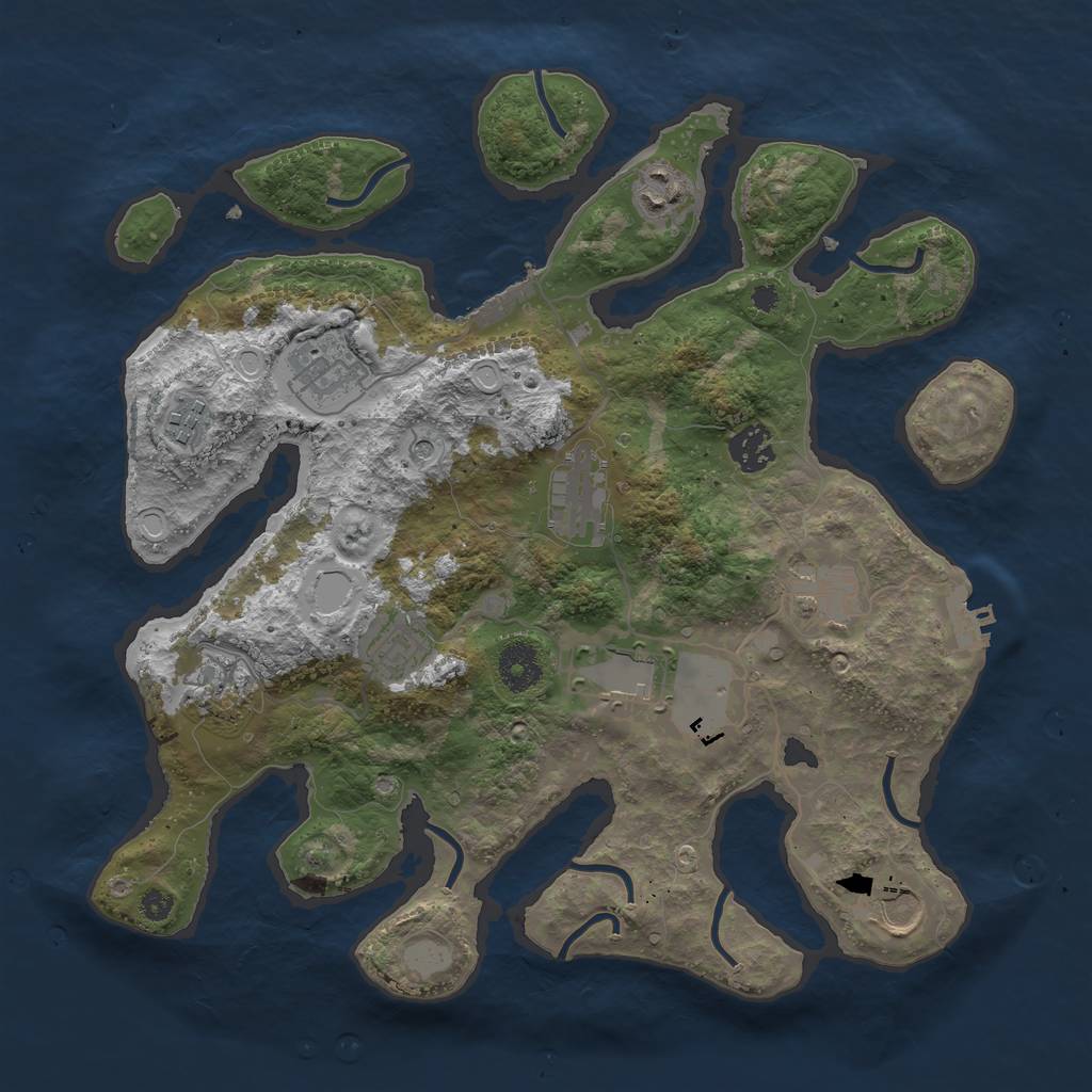 Rust Map: Procedural Map, Size: 3550, Seed: 893000, 18 Monuments