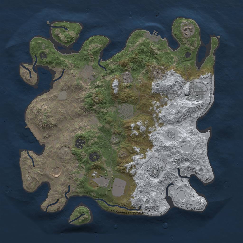 Rust Map: Procedural Map, Size: 3550, Seed: 507909, 18 Monuments