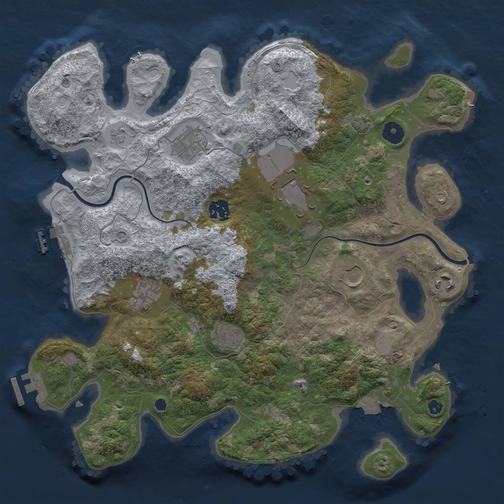 Rust Map: Procedural Map, Size: 3550, Seed: 242441, 13 Monuments