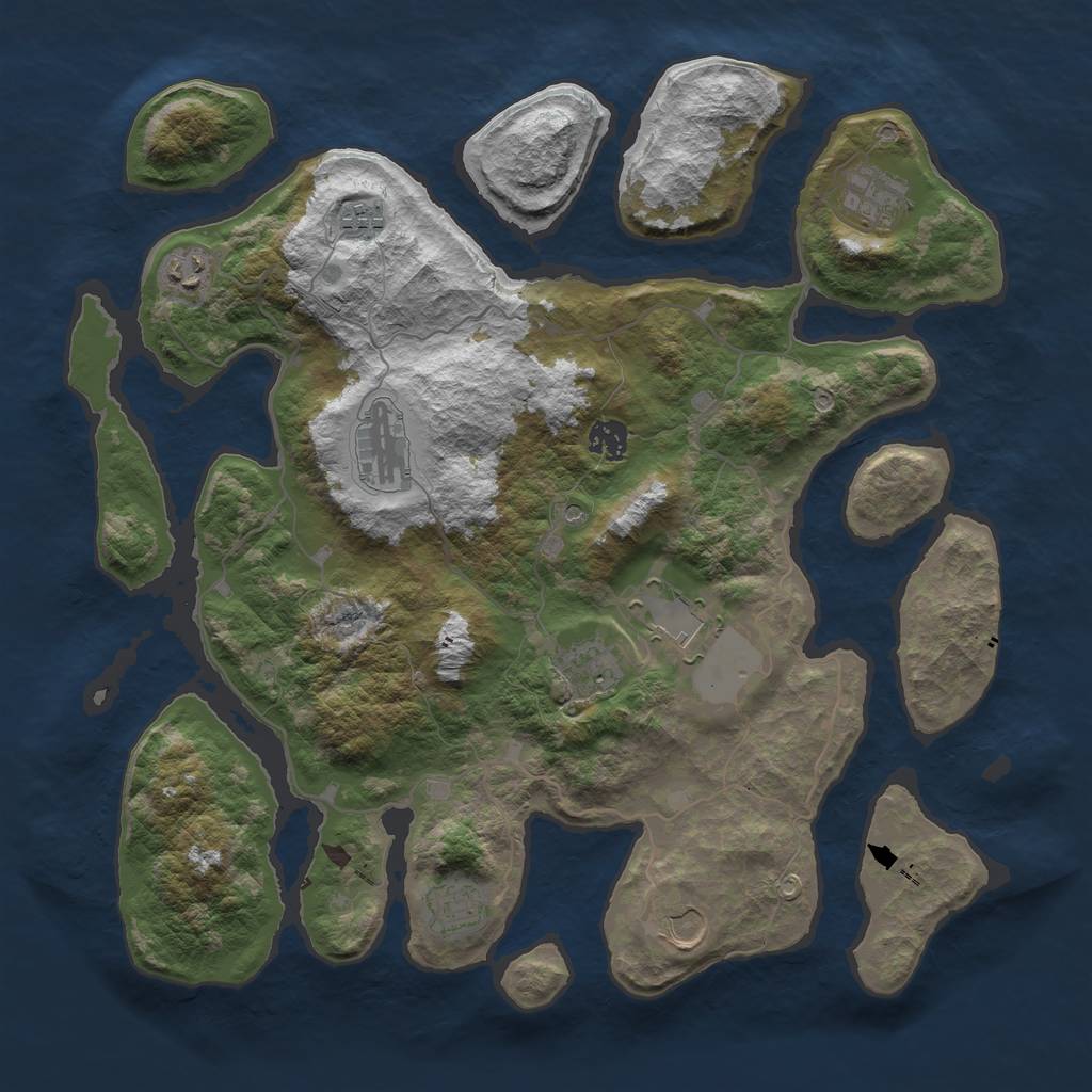 Rust Map: Barren, Size: 4000, Seed: 1506154724, 12 Monuments