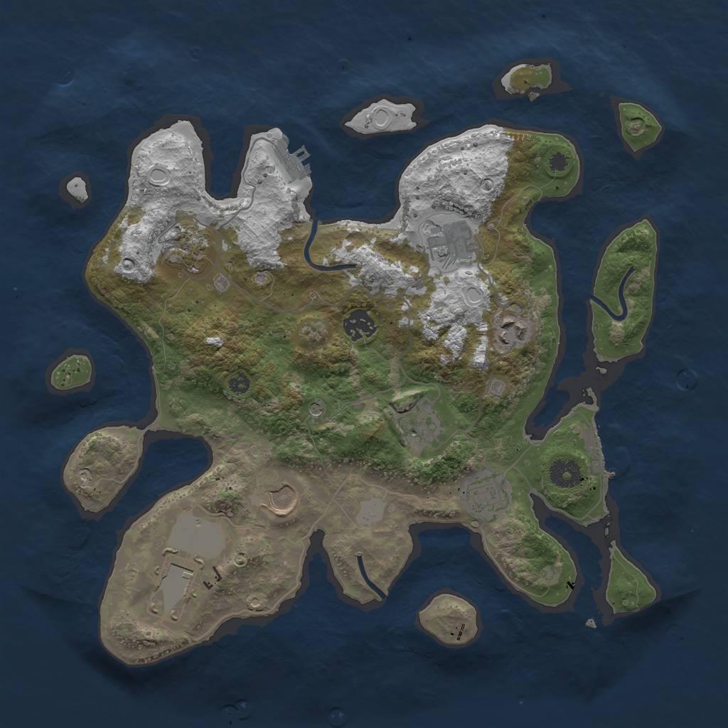 Rust Map: Procedural Map, Size: 3550, Seed: 576655, 16 Monuments