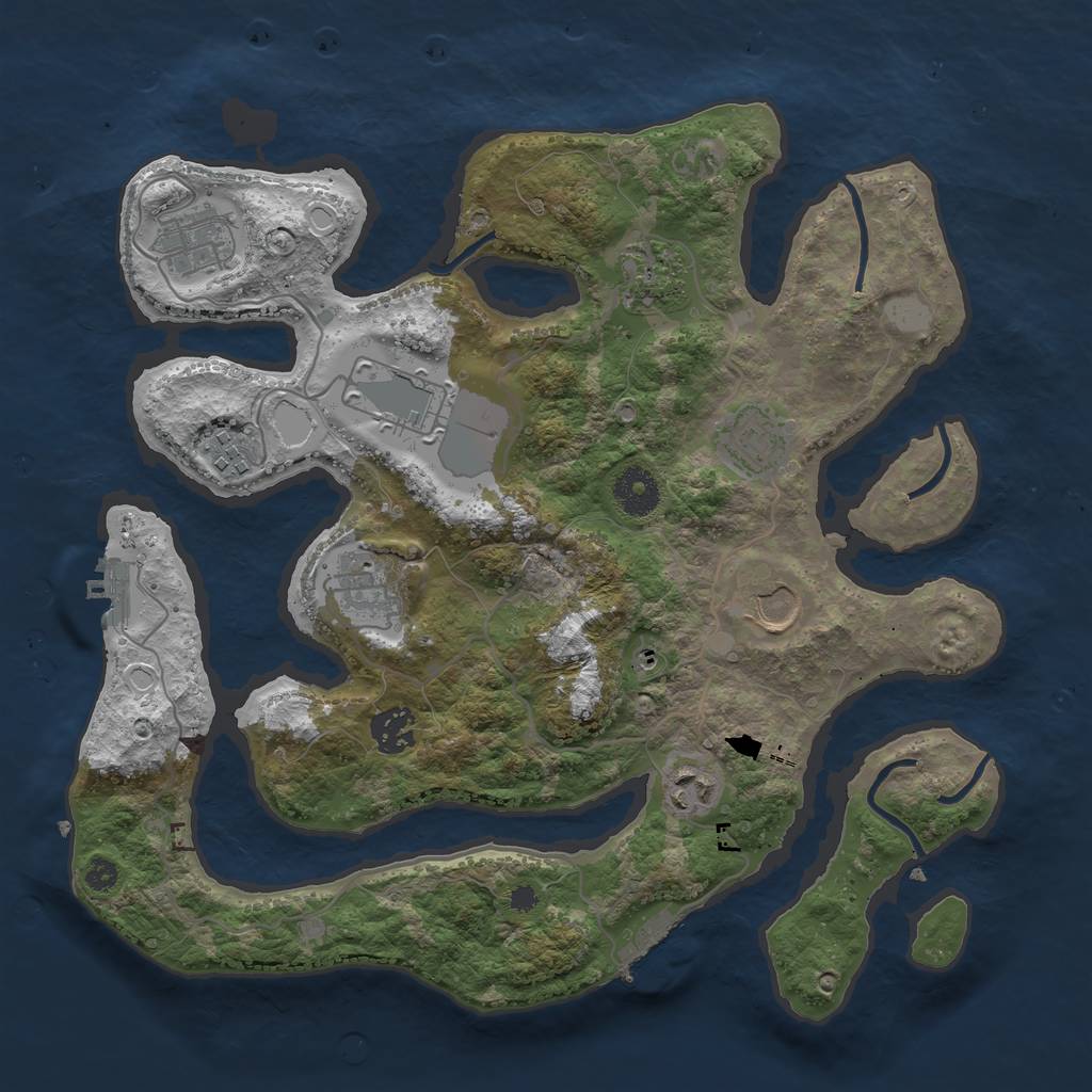 Rust Map: Procedural Map, Size: 3500, Seed: 1081197503, 17 Monuments
