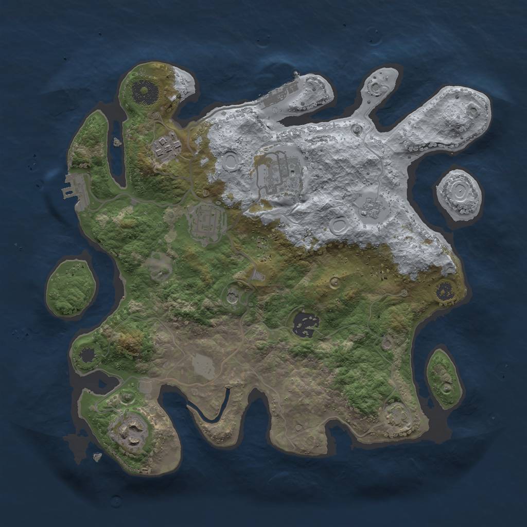 Rust Map: Procedural Map, Size: 3000, Seed: 9429642, 13 Monuments