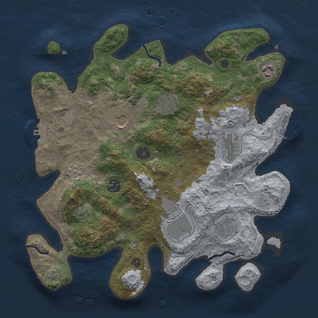 Rust Map: Procedural Map, Size: 3500, Seed: 44209163, 16 Monuments