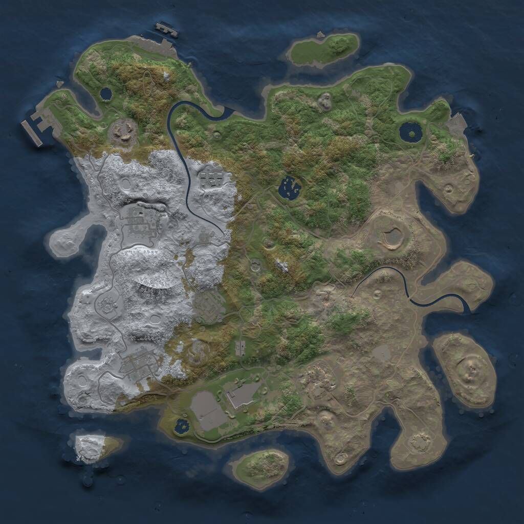 Rust Map: Procedural Map, Size: 3550, Seed: 230031, 15 Monuments
