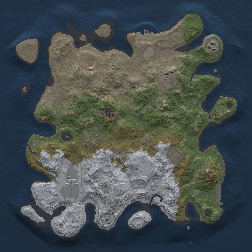Rust Map: Procedural Map, Size: 3550, Seed: 264336, 17 Monuments